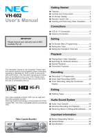 NEC VH-602 - Owners Manual 